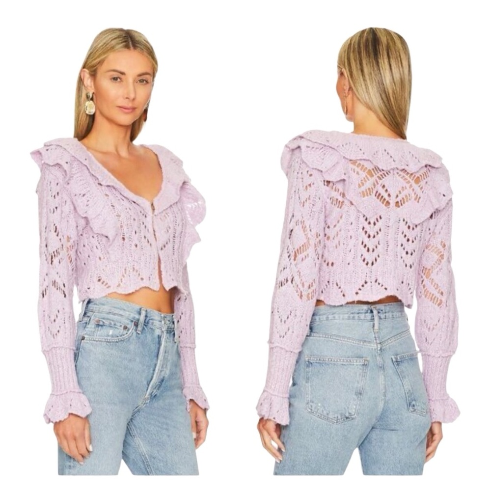 Free People Avery Crop Knit Cardigan Sweater